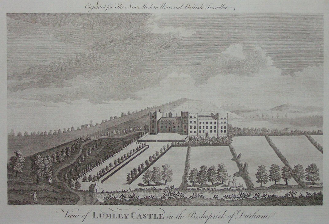 Print - View of Lumley Castle in the Bishoprick of Durham.